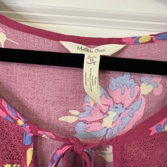 Matilda Jane Women's Pink Floral Rayon Lace Detail Dress Size M - Picture 7 of 12